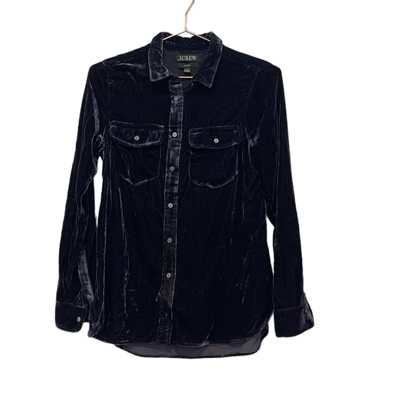 J.Crew Classic-fit Velvet Button-Down Shirt in Blue/Purple  Size 4 - Picture 4 of 9